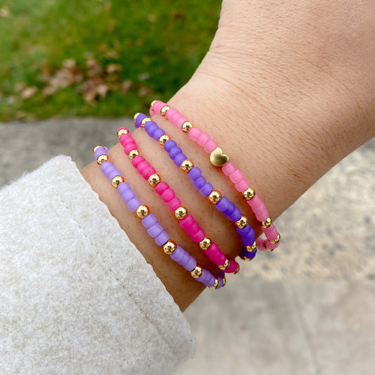Purple Pinks Seed Bead Bracelets | Gold Hardware | JAN 2024