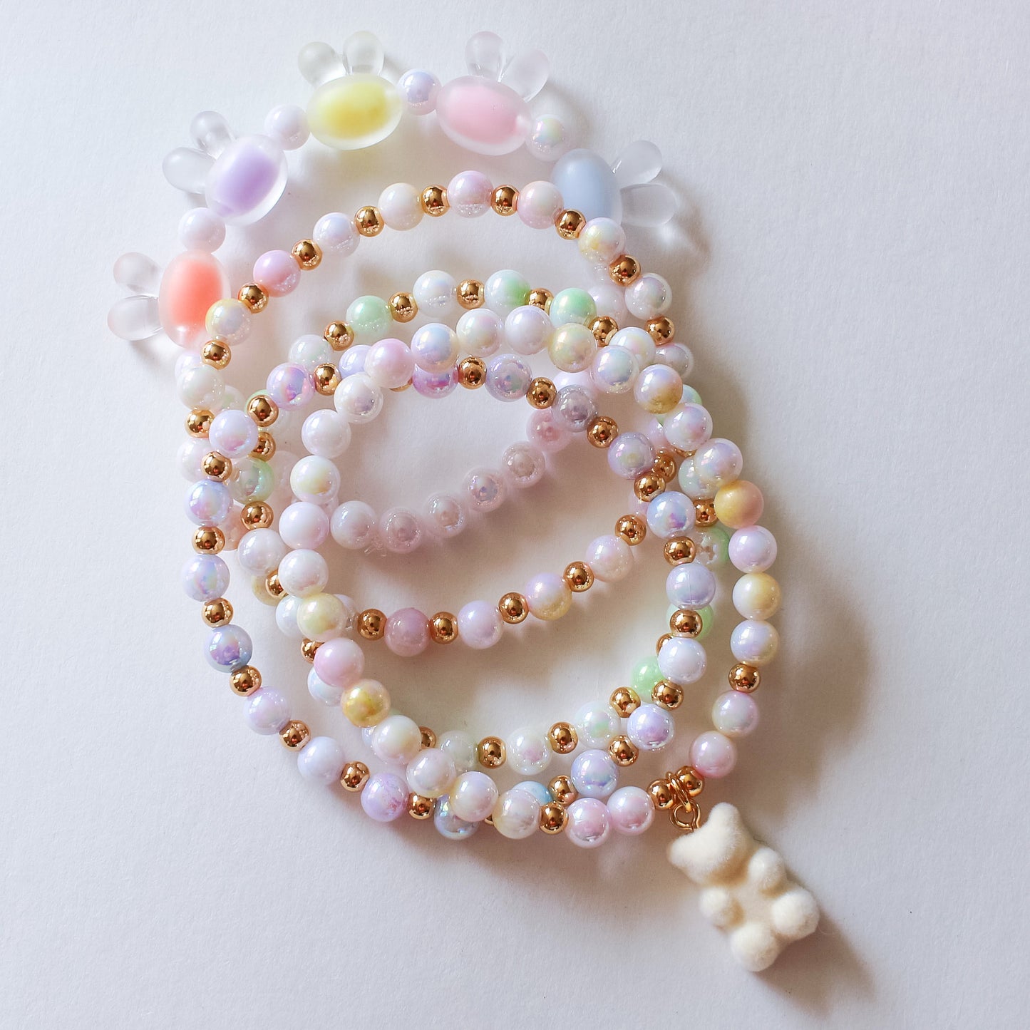 Iridescent Spring Bracelets | Sky Acrylic Beads | Munchkin's Collection