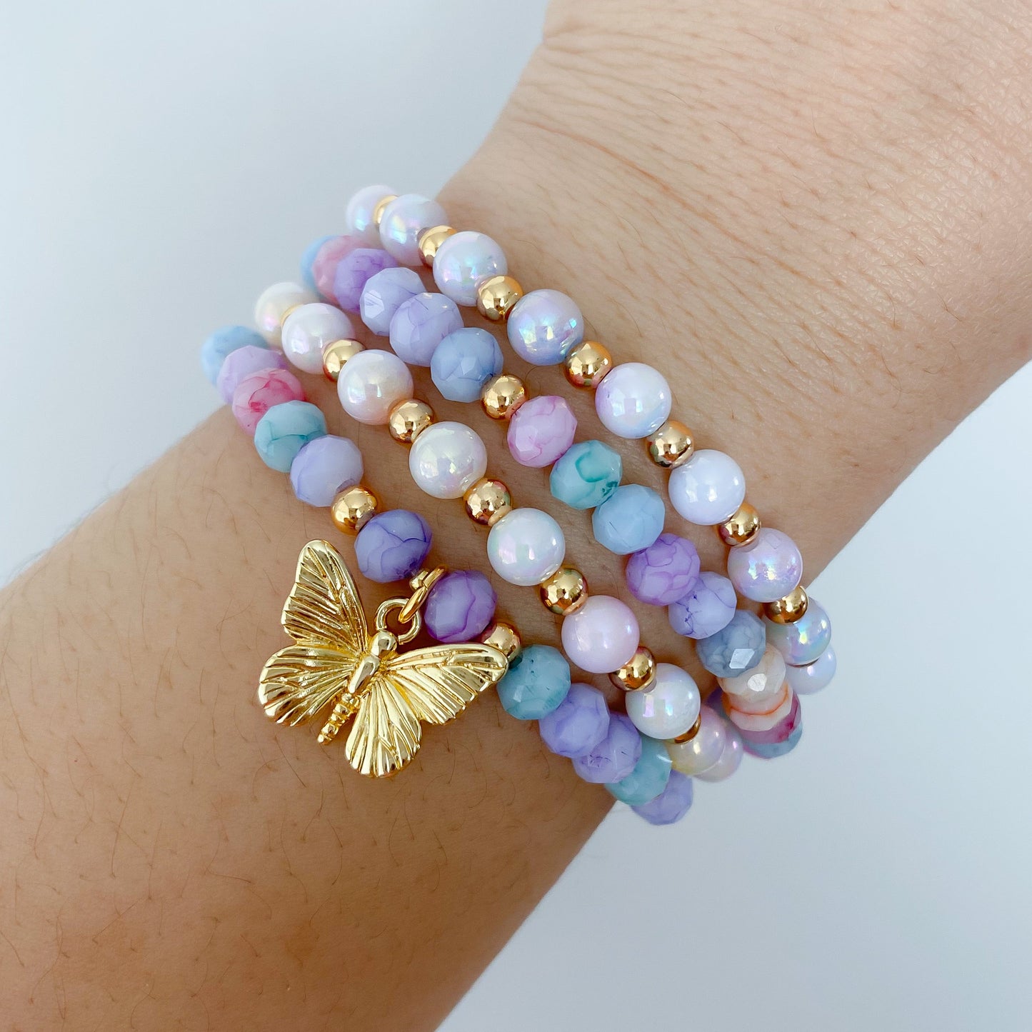 Pastel Crystal Beads | Butterfly Charm | Munchkin's Collection