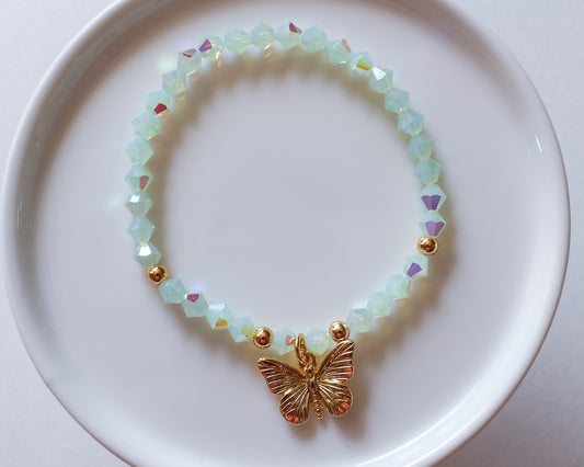 Butterfly Crystal Bracelet | Mint Crystal Beads | Munchkin's Collection