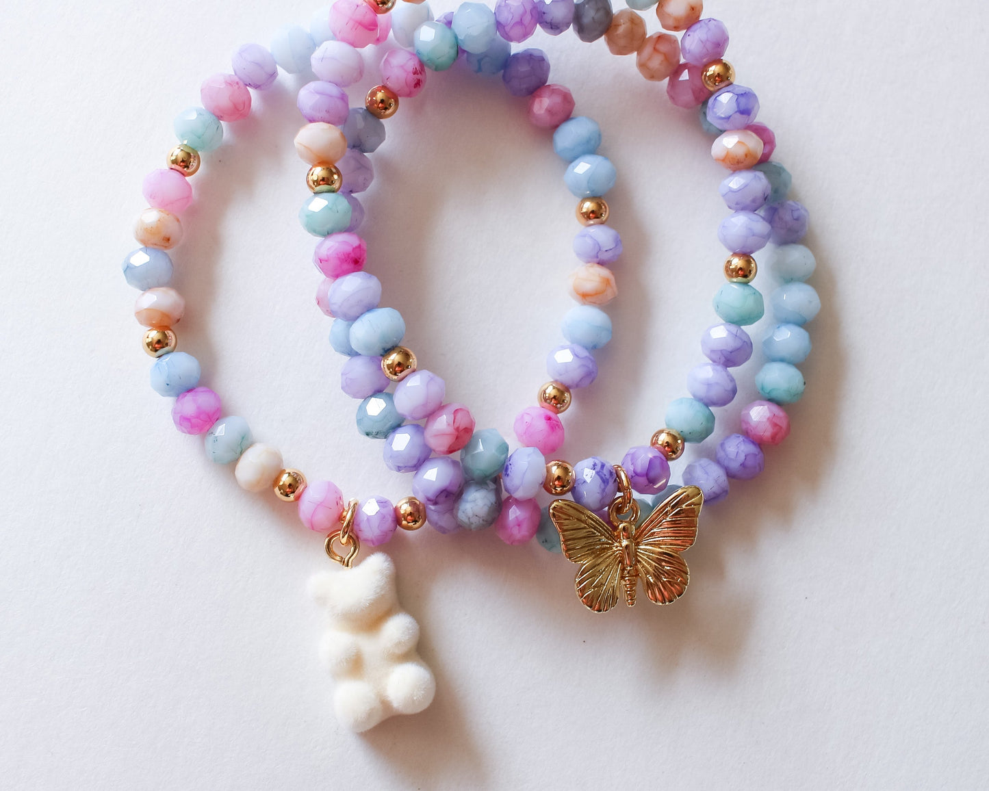 Pastel Crystal Beads | Butterfly Charm | Munchkin's Collection