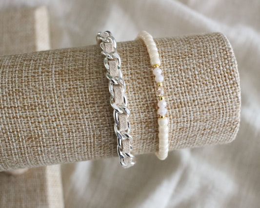 Latte Seed Beads and Spice Wrap Bracelet
