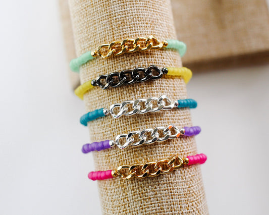 Bright Dainty Chain And Beads Bracelets