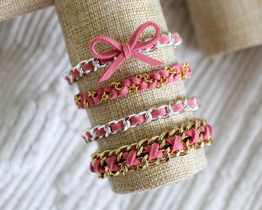 Vintage Pink Suede Bracelets