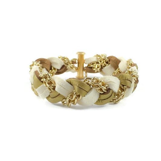 Braided Bracelet in Buttercream/ Gold