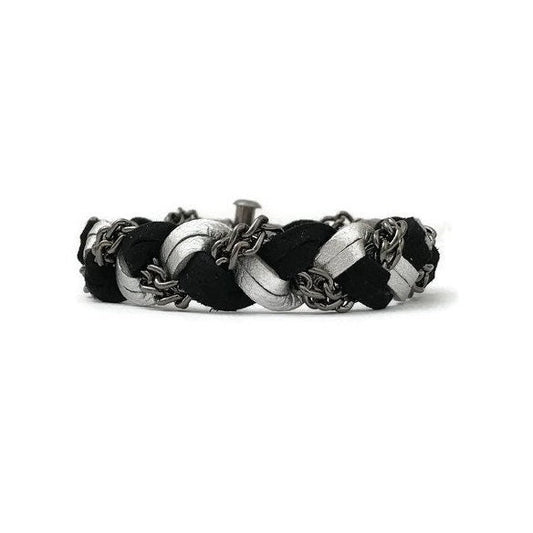 Braided Bracelet in Silver/Jet Black