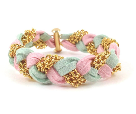 Braided Bracelet in Pink Mint