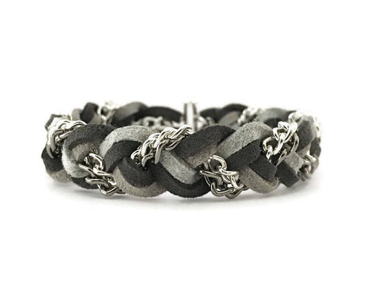 Mixed metal neutral gray bracelet