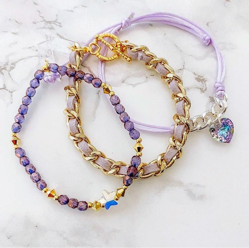 Pastel  Purple Suede Bracelets