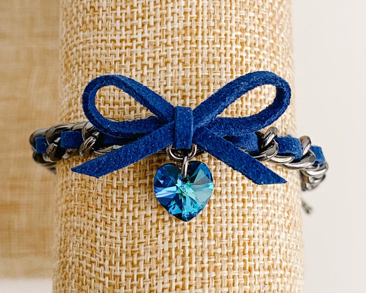Limited Edition Navy Blue Bow Heart Bracelet