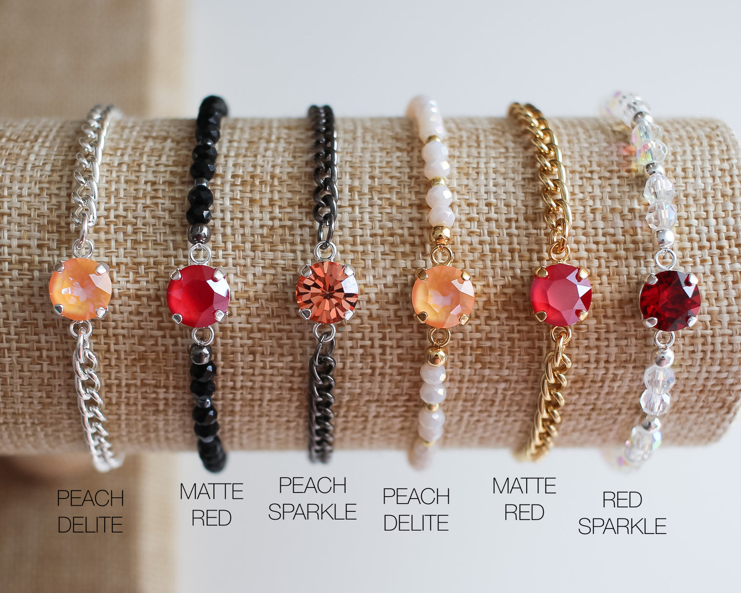 Red & Peach Candy Crystal Bracelets