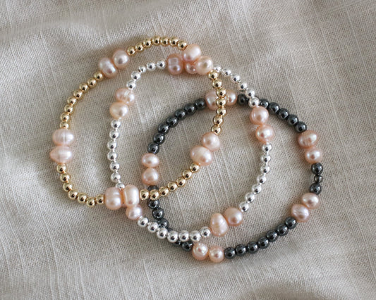 Nude Peachy Freshwater Pearl Bracelets | Your Choice of Hardware