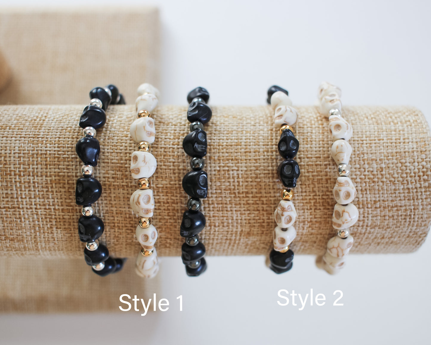 Howlite White and Black Skull Bracelets | Style 1 | BOO!