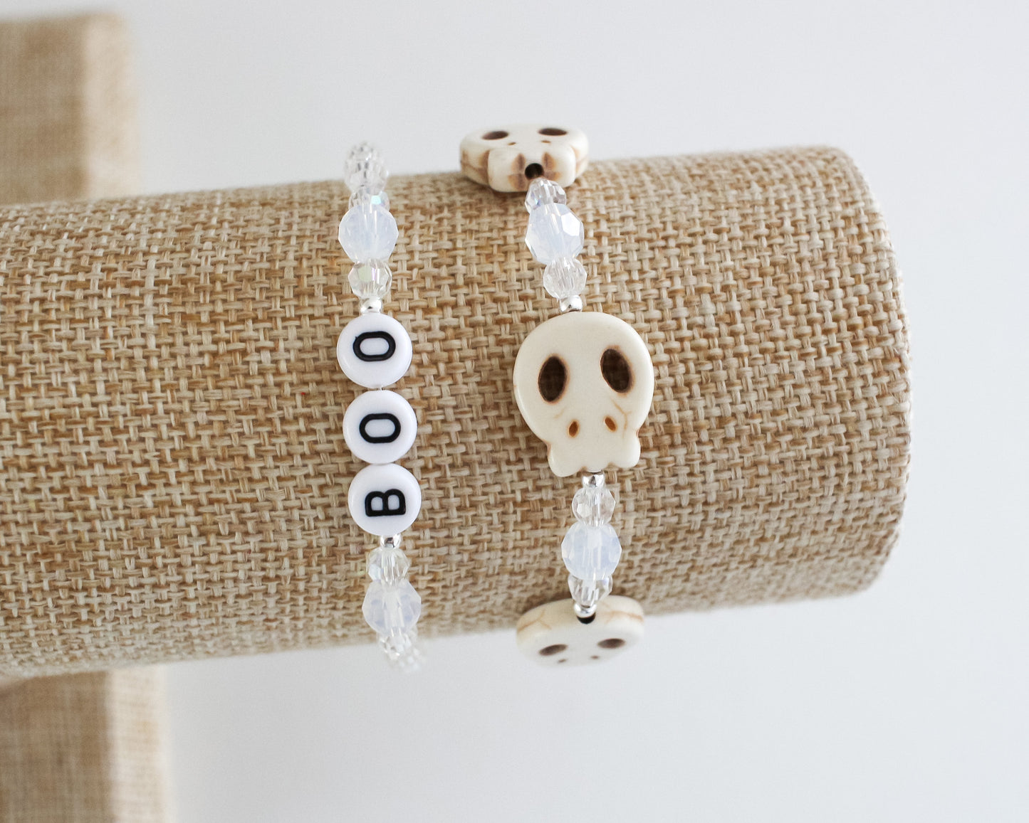 Howlite Skull AB Opal Bracelet