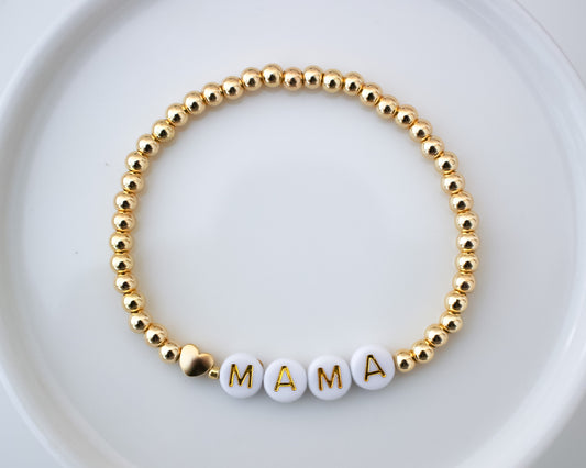 MAMA Gold Beaded Bracelet