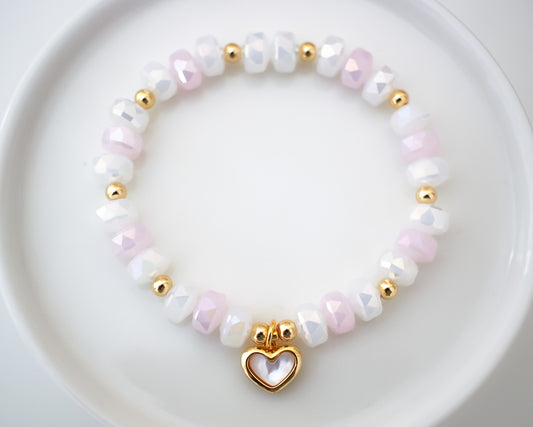 SUPER LIMITED! Mother Of Pearl Heart Bracelet | Think Pink x Breast Cancer Awareness | Style 1