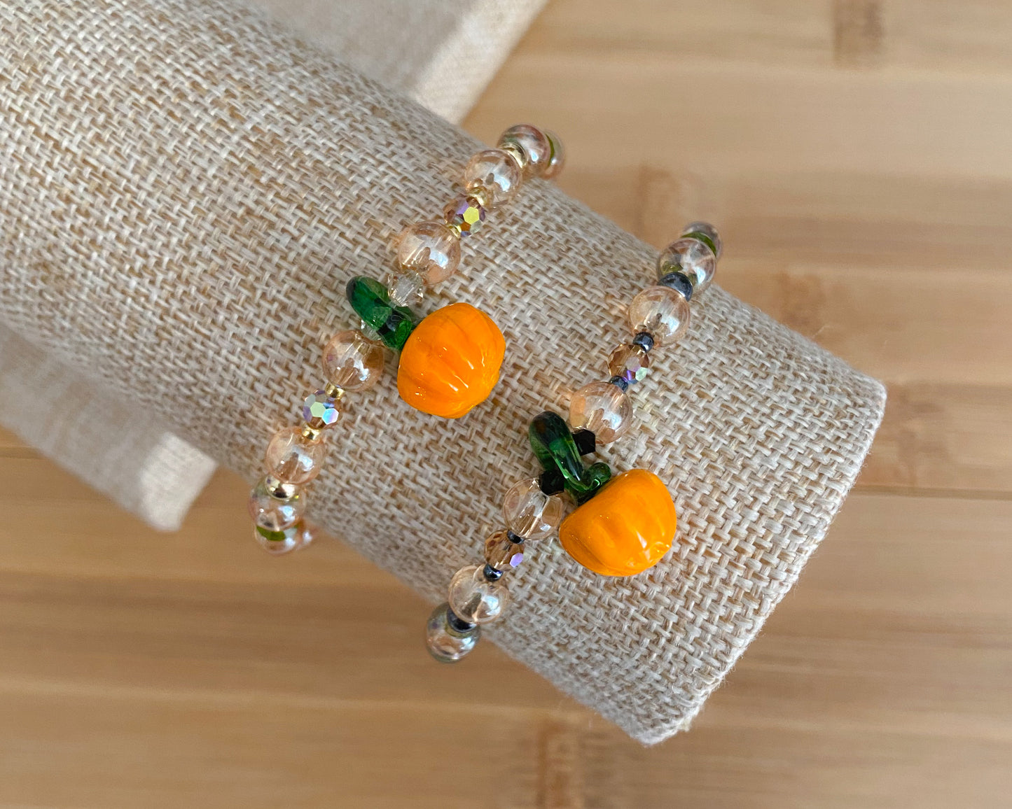 Pumpkin Bracelets | Glass Charm | Spooky Autumn