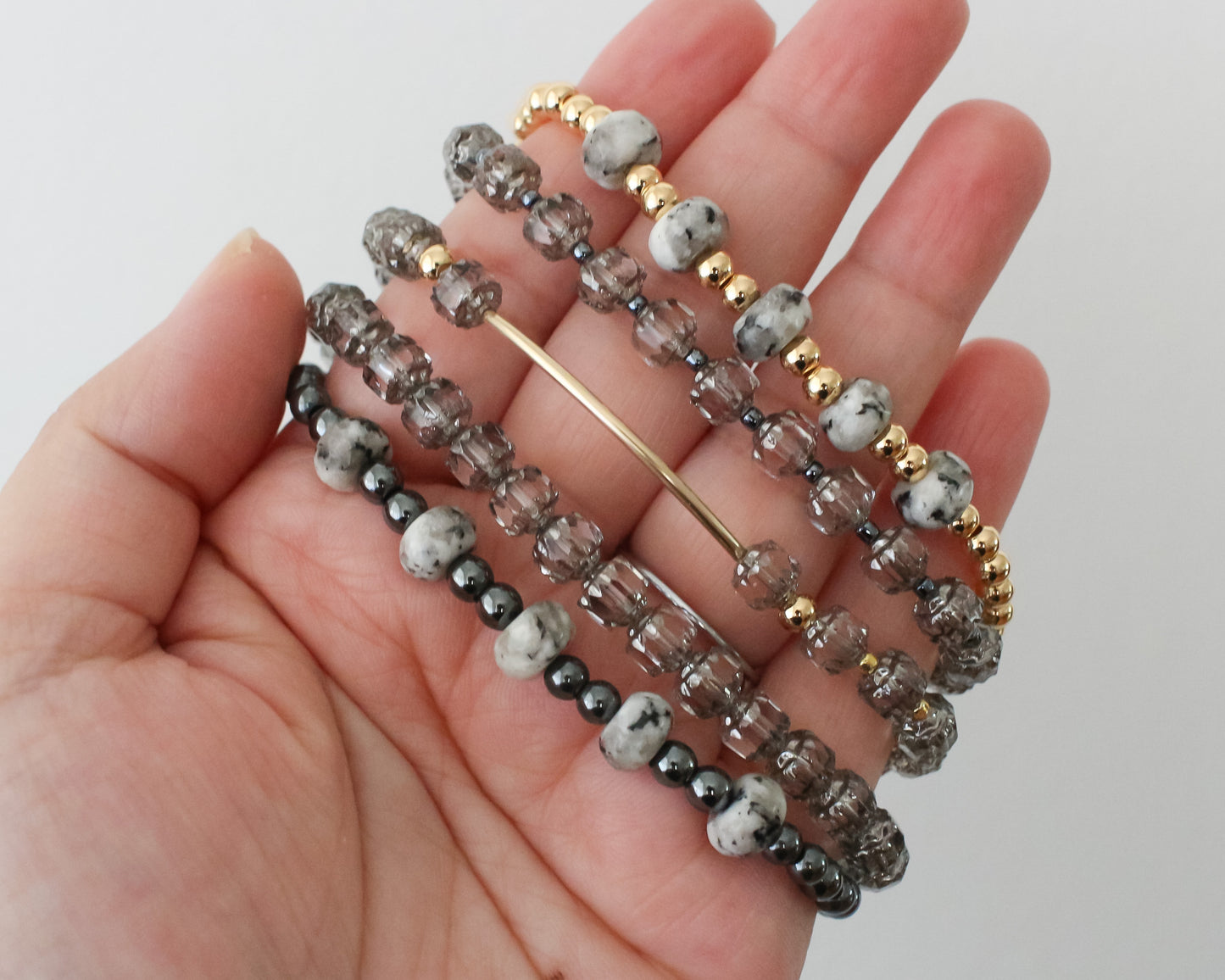 Smoky Cathedral Crystal Layering Bracelets | Your Choice of Accents