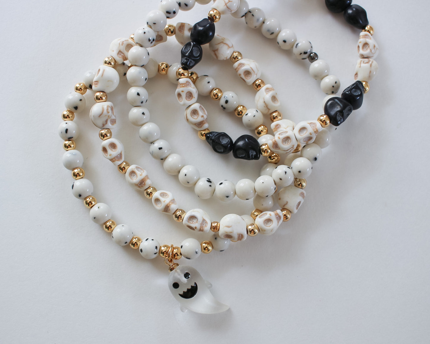 Howlite White and Black Skull Bracelets | Style 1 | BOO!