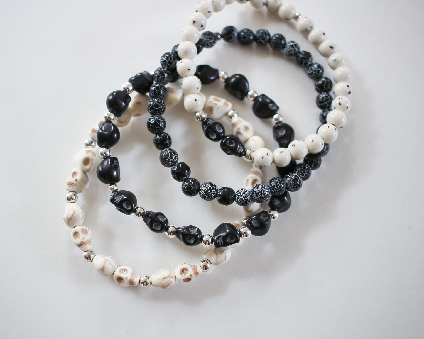 Howlite White and Black Skull Bracelets | Style 1 | BOO!