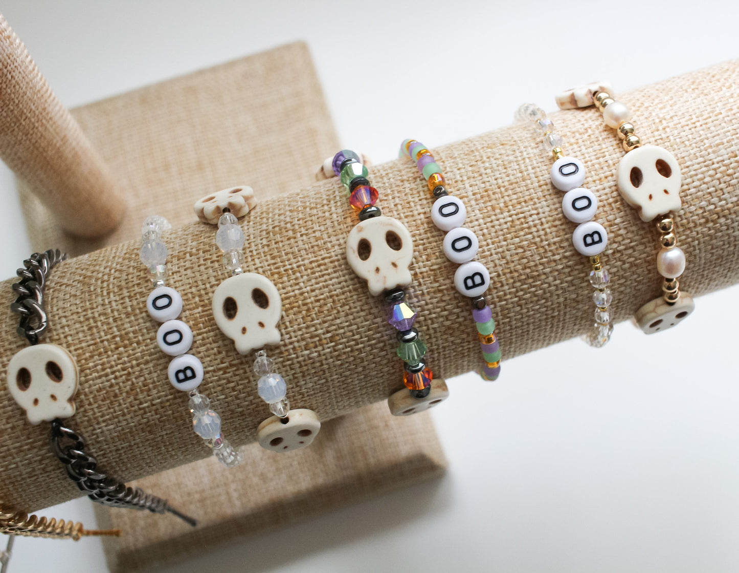 Howlite Skull Crystal Bracelet | Colorful Crystal Beads