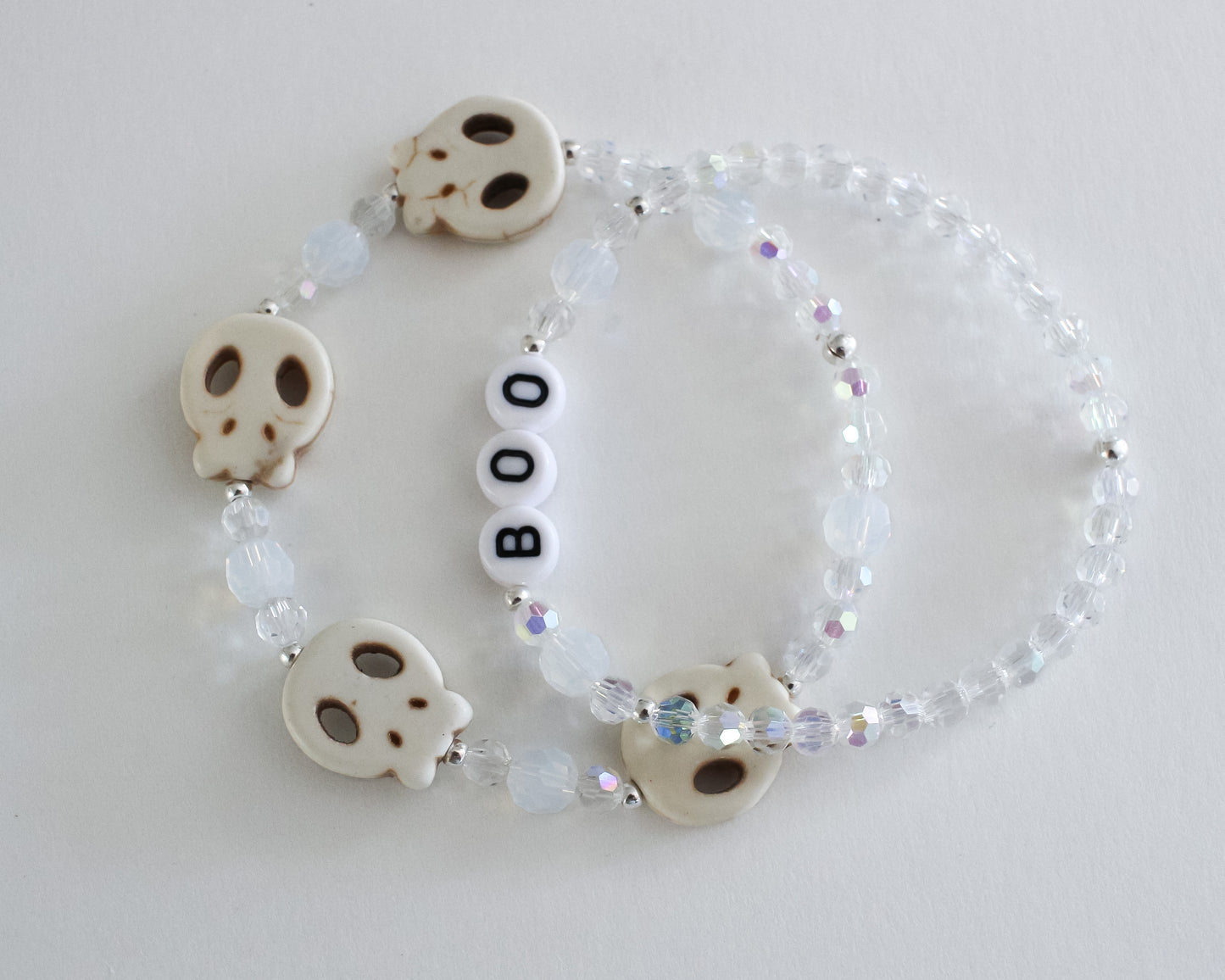 Howlite Skull AB Opal Bracelet