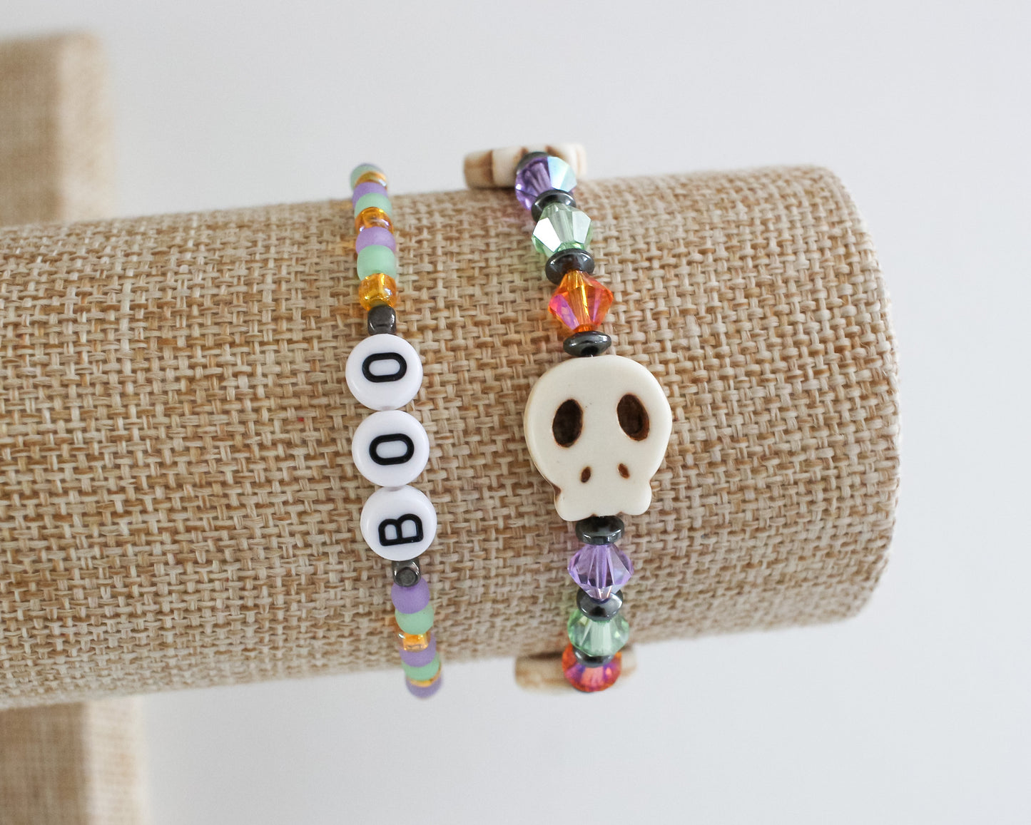 Howlite Skull Crystal Bracelet | Colorful Crystal Beads