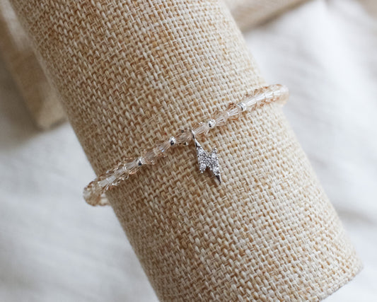 Lightning Bolt Honey Crystal Bracelets | Silver Hardware