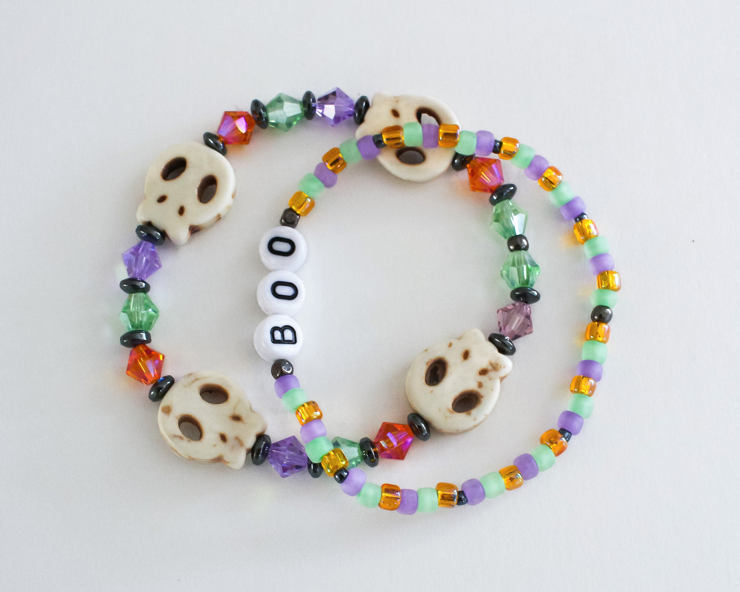 Howlite Skull Crystal Bracelet | Colorful Crystal Beads