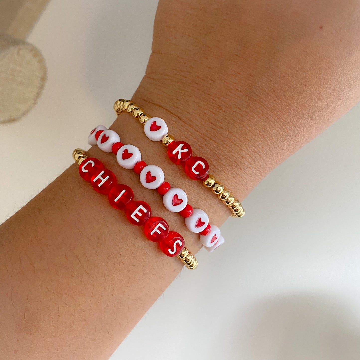 Kansas City Chiefs | Football Bracelet | Sports Team Bracelet | Beaded Bracelet | Custom Team Bracelet | Style 2