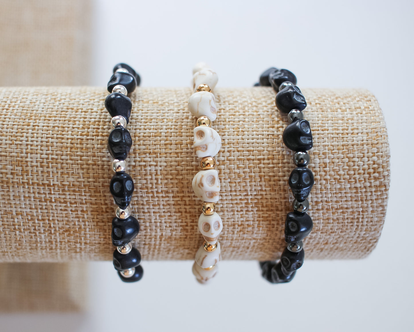 Howlite White and Black Skull Bracelets | Style 1 | BOO!