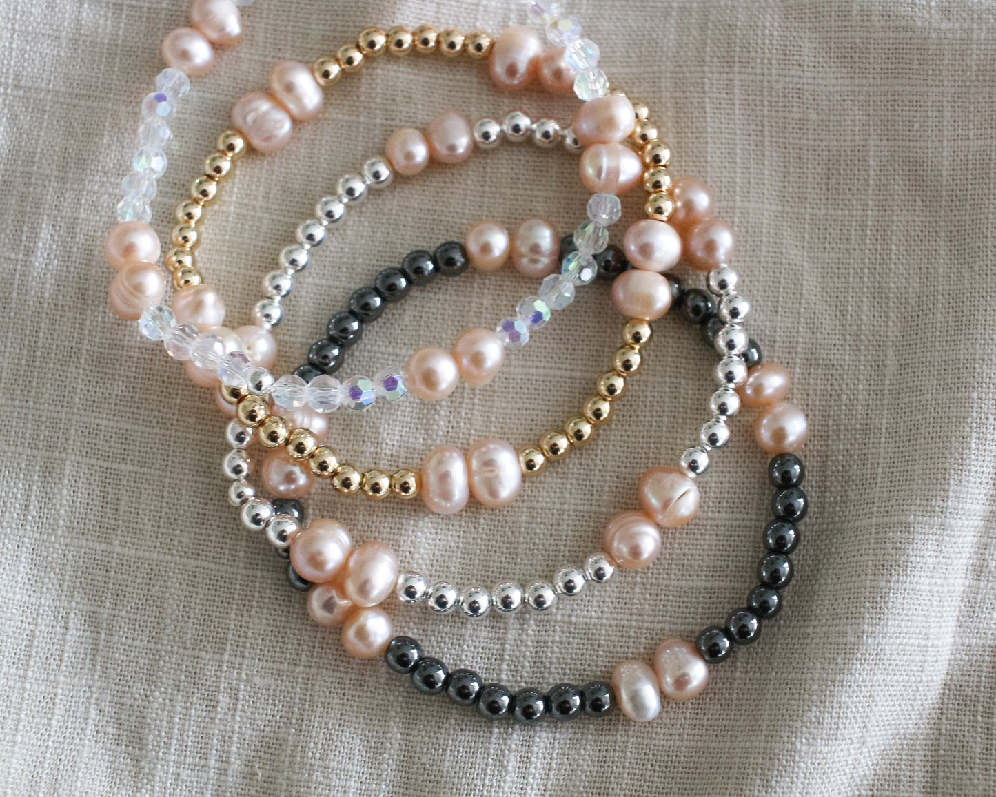 Nude Peachy Freshwater Pearl Bracelets | Your Choice of Hardware