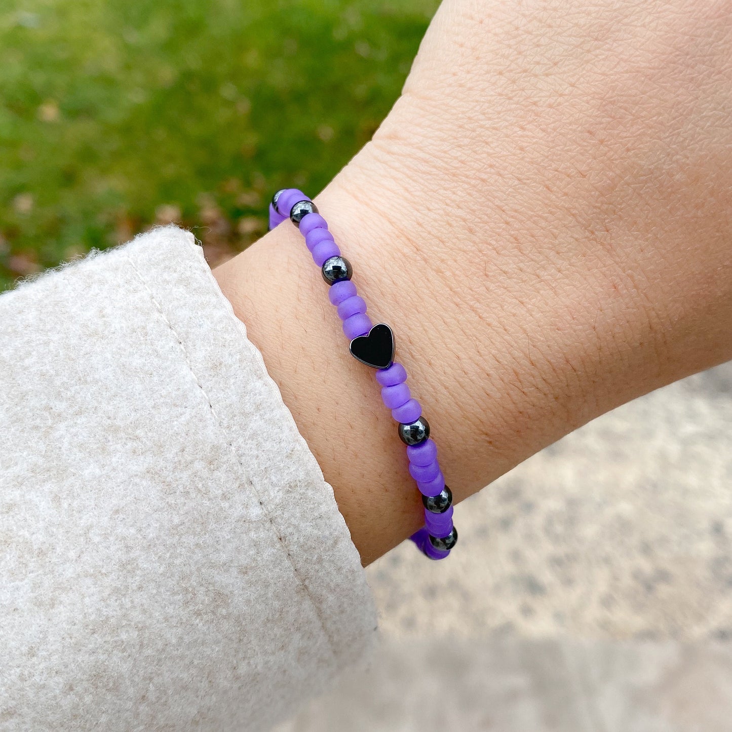 Purple Pinks Seed Bead Bracelets | Gunmetal Hardware | JAN 2024