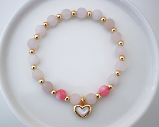 SUPER LIMITED! Mother Of Pearl Heart Bracelet | Think Pink x Breast Cancer Awareness | Style 3