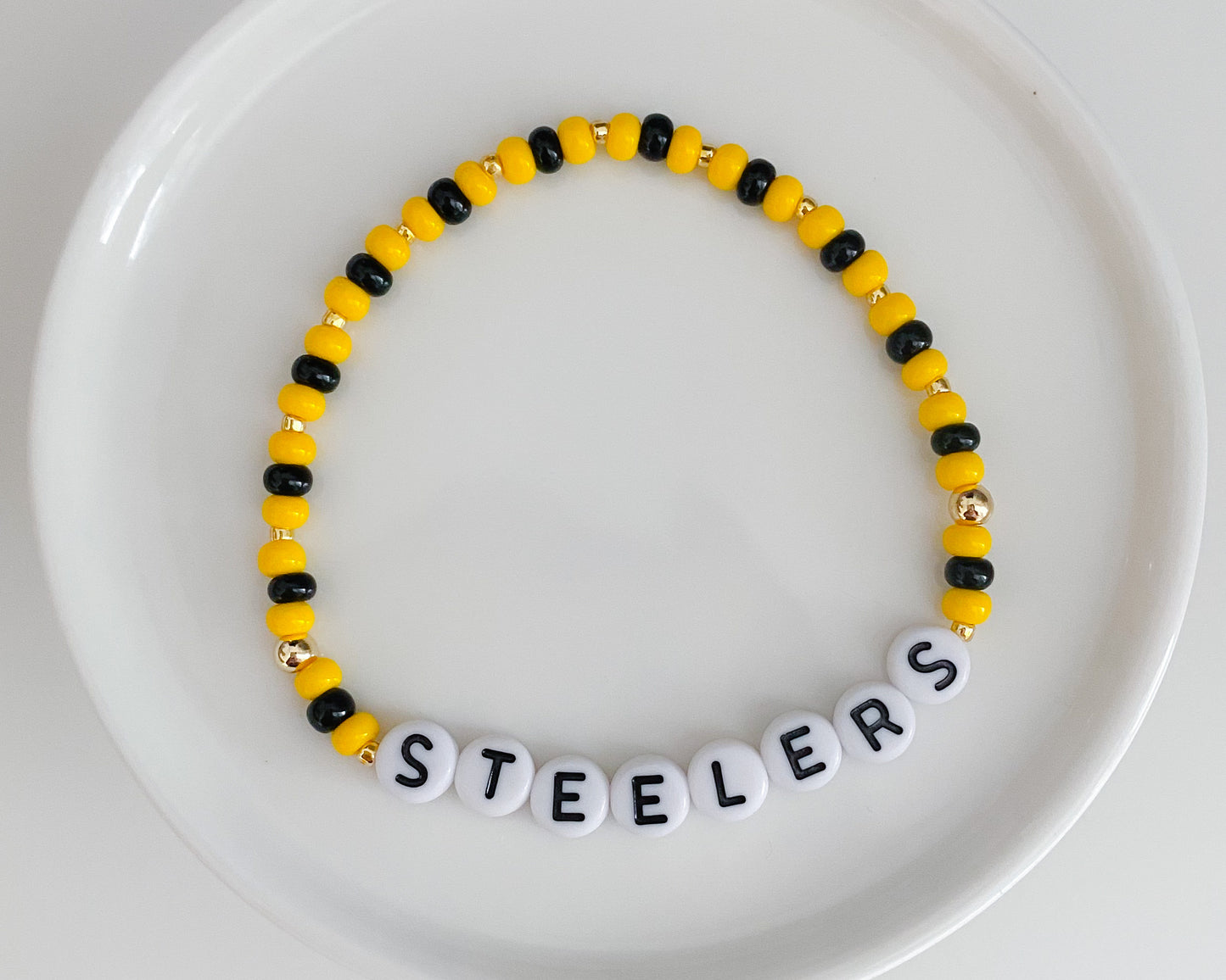 Pittsburg Steelers | Football Bracelet | Sports Team Bracelet | Beaded Bracelet | Custom Team Bracelet