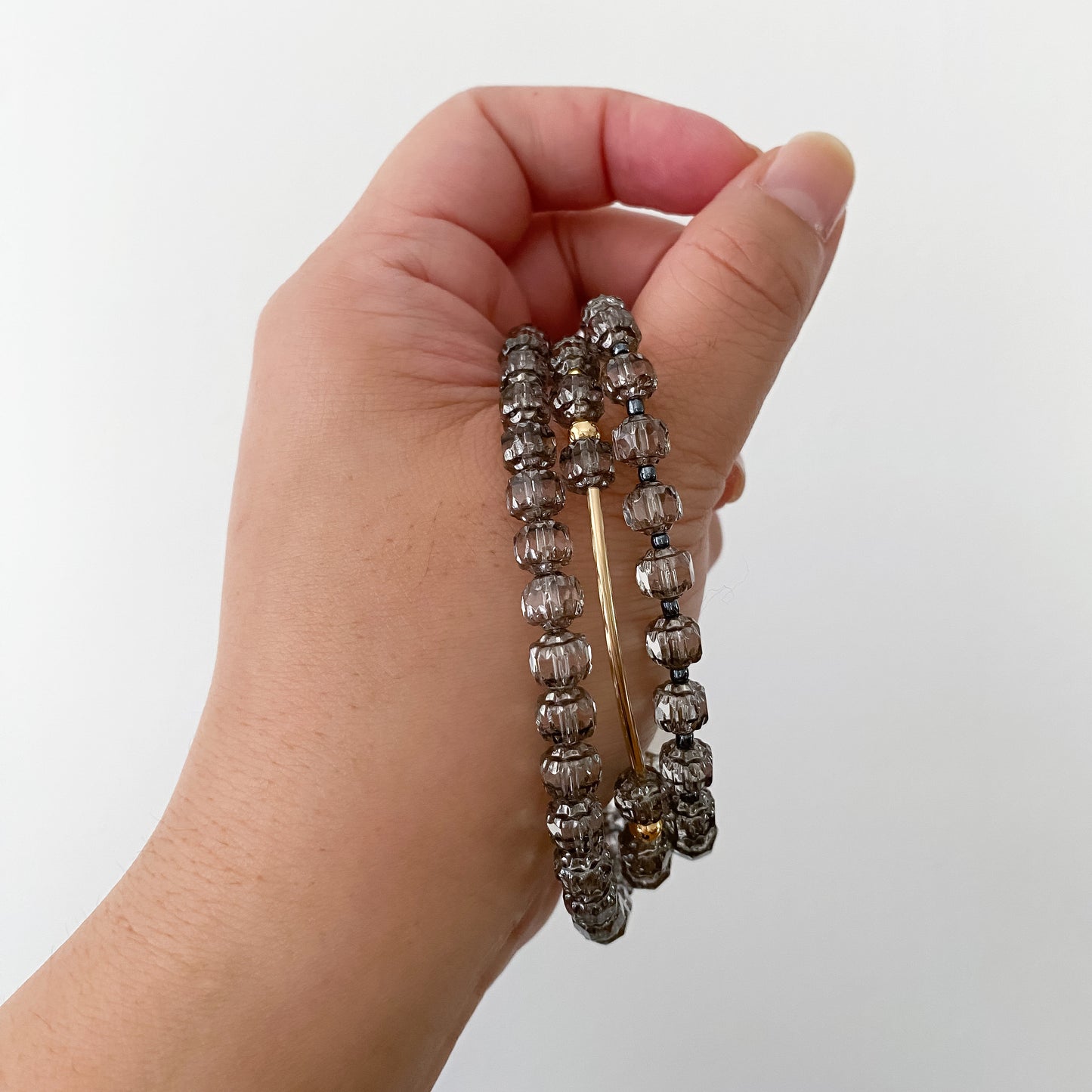 Smoky Cathedral Crystal Layering Bracelets | Your Choice of Accents