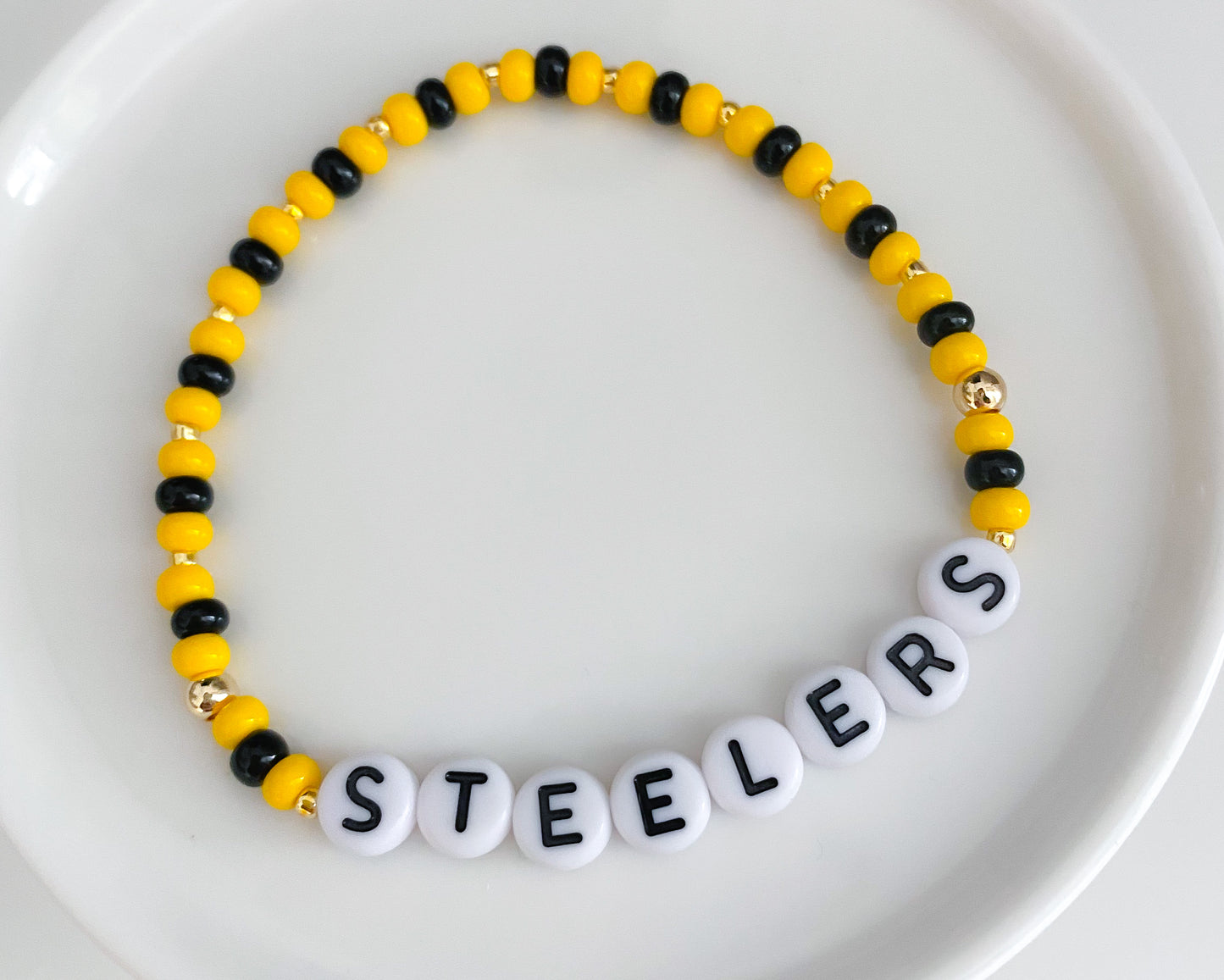 Pittsburg Steelers | Football Bracelet | Sports Team Bracelet | Beaded Bracelet | Custom Team Bracelet