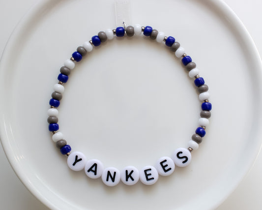 New York Yankees| Baseball Bracelet | Sports Team Bracelet | Beaded Bracelet | Custom Team Bracelet