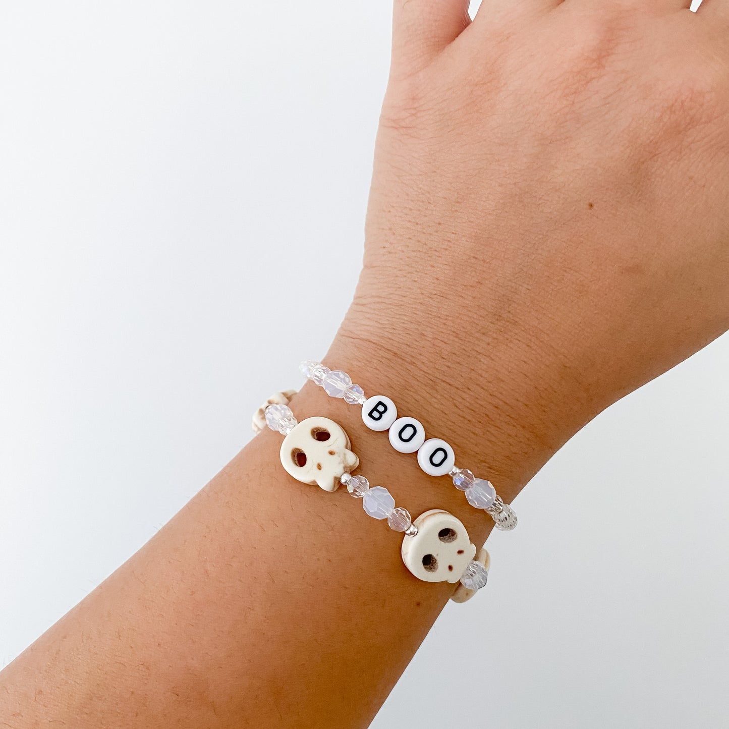 Howlite Skull AB Opal Bracelet