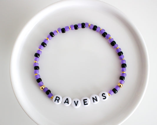 Baltimore Ravens | Football Bracelet | Sports Team Bracelet | Beaded Bracelet | Custom Team Bracelet