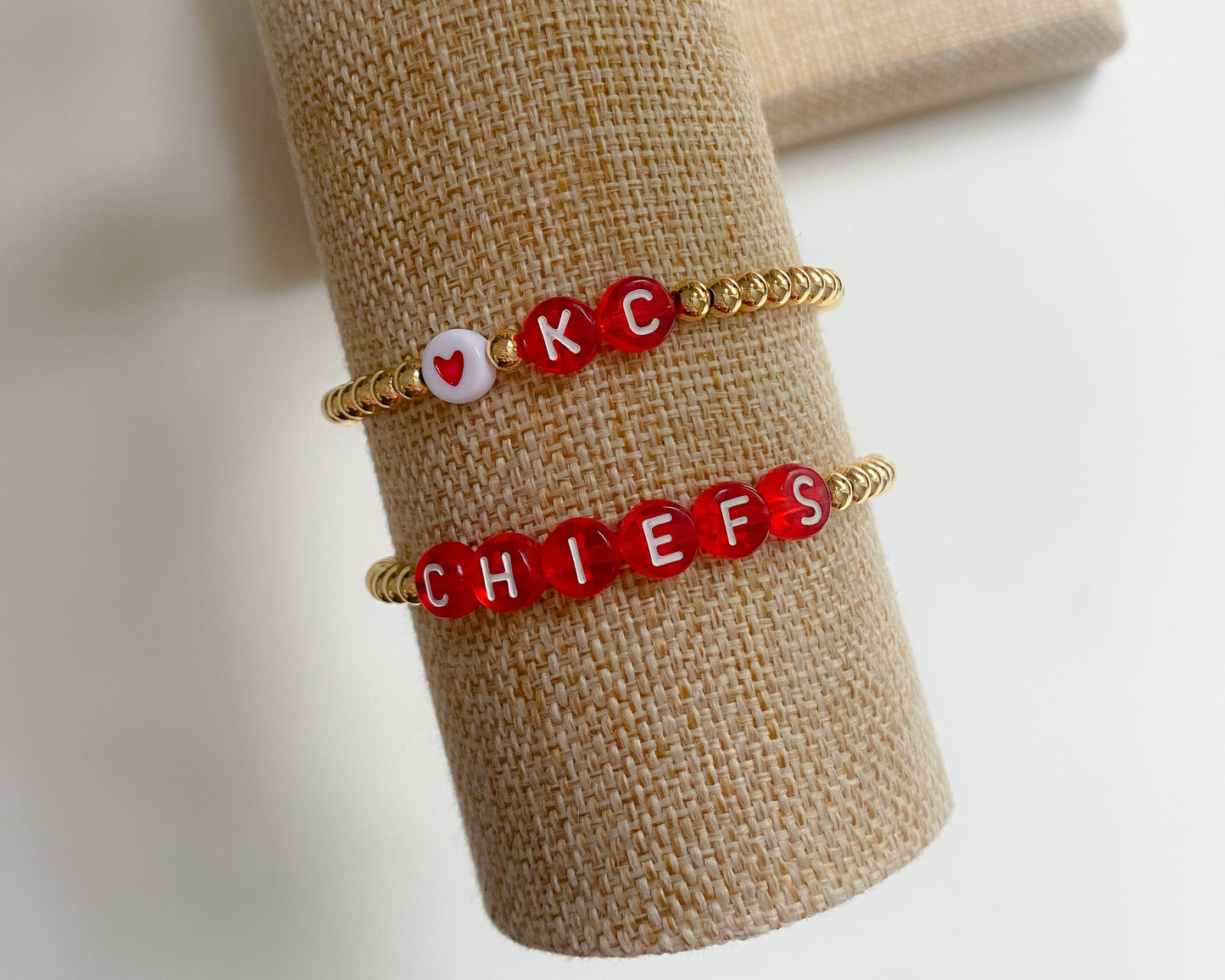 Kansas City Chiefs | Football Bracelet | Sports Team Bracelet | Beaded Bracelet | Custom Team Bracelet | Style 2