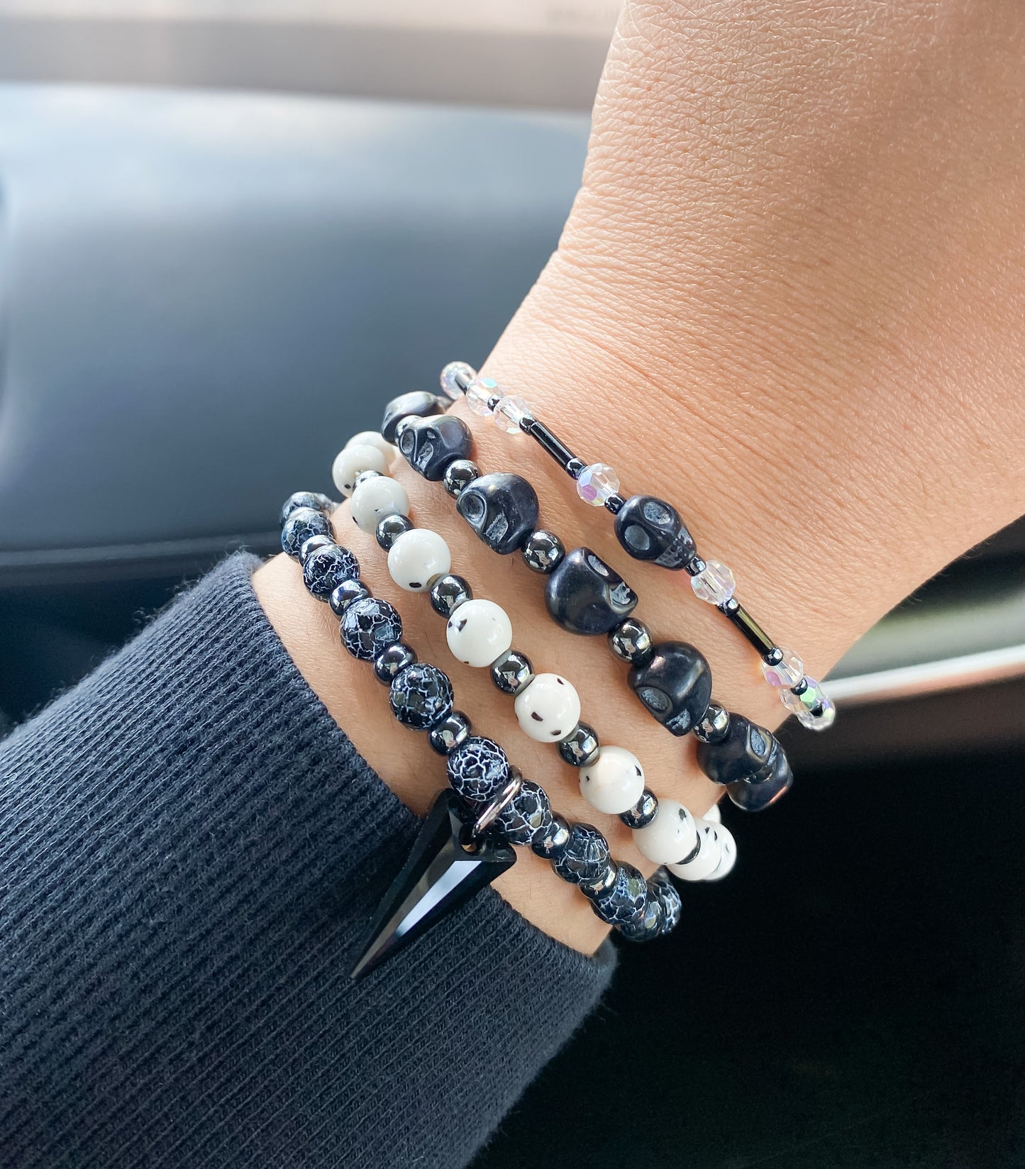 Howlite White and Black Skull Bracelets | Style 1 | BOO!