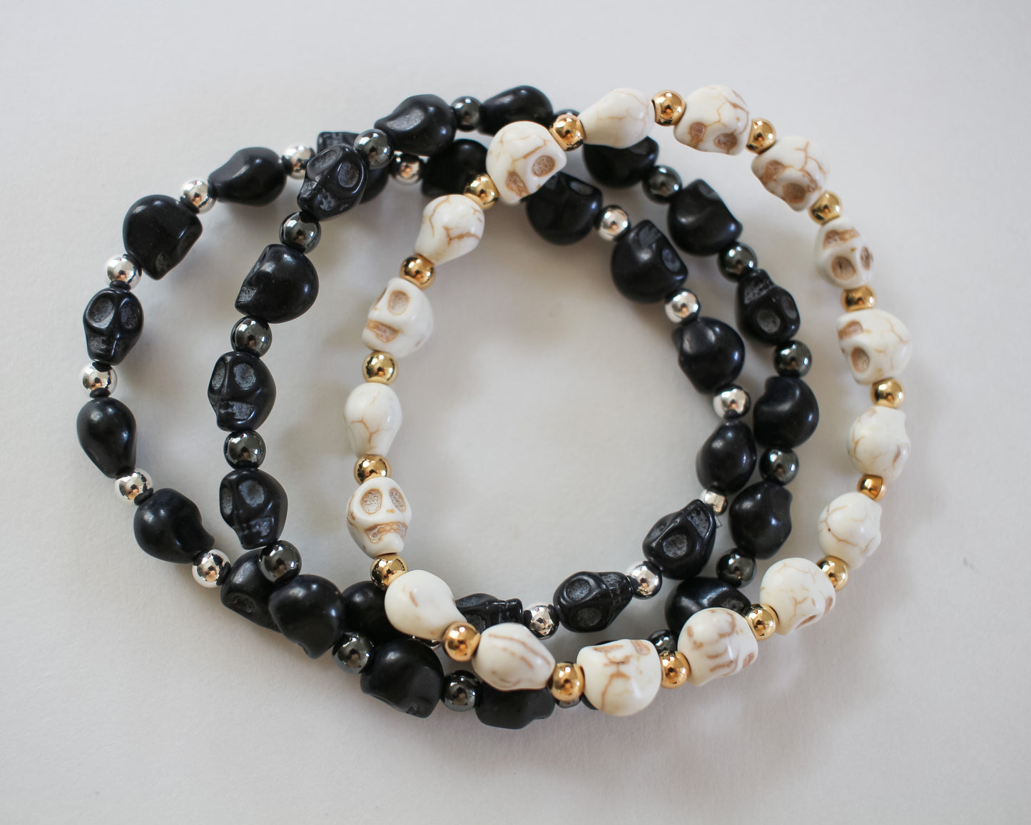 Howlite White and Black Skull Bracelets | Style 1 | BOO!