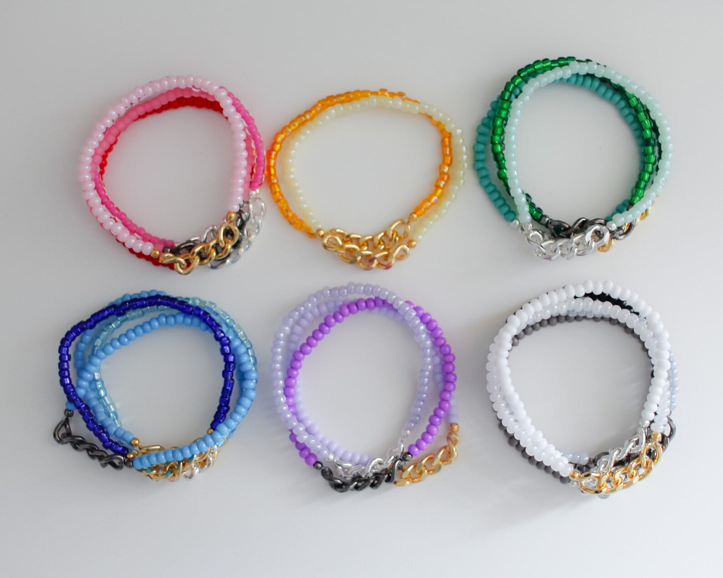 Mixed Dainty Chain And Beads Bracelets