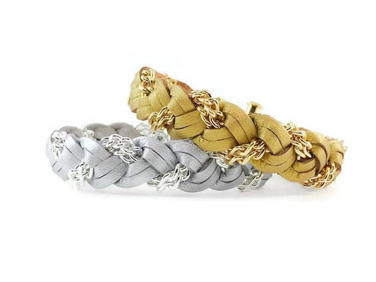 Braided Bracelet in Metallic Gold/ Silver