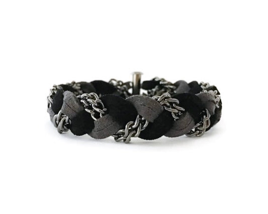 Braided Bracelet in Storm/ Jet Black