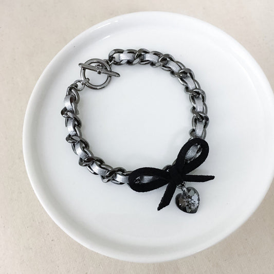 Two Tone Bow Bracelet in Ombre Black