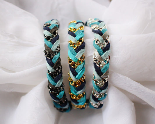 Chevron Twist Braid in Festive Blue