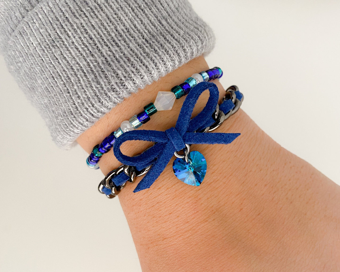 Limited Edition Navy Blue Bow Heart Bracelet